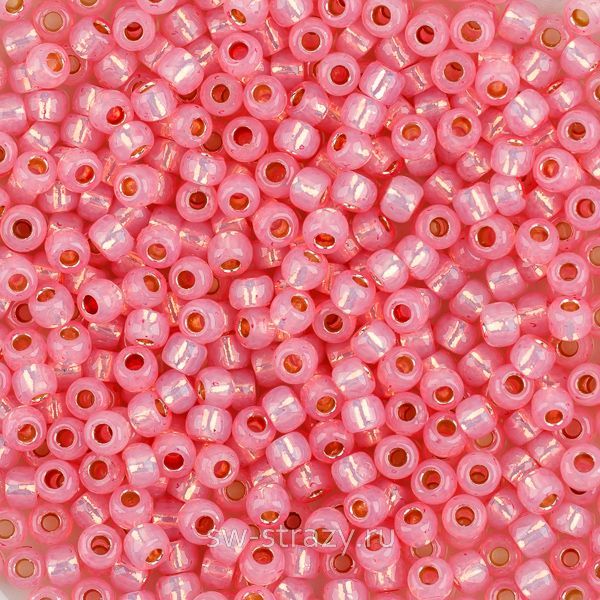 Бисер круглый 11/0 #2106PF PF Внутреннее серебрение молочный розово-лиловый