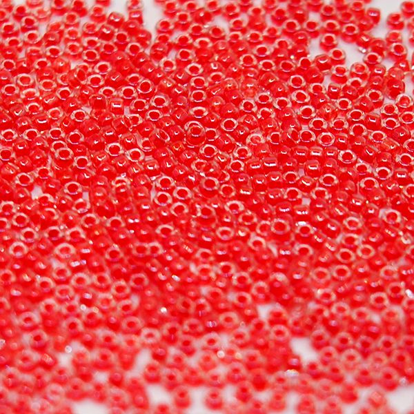 Бисер круглый 15/0 #0341 Окрашенный изнутри, хрусталь/томат