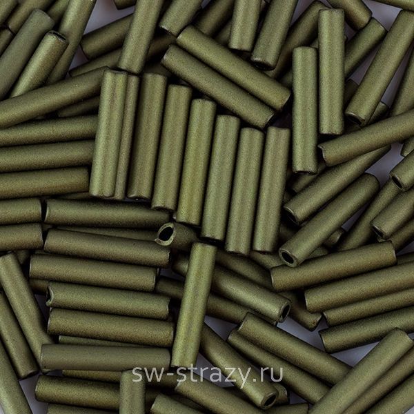 Бисер стеклярус 9 mm #0617 Темно-оливковый