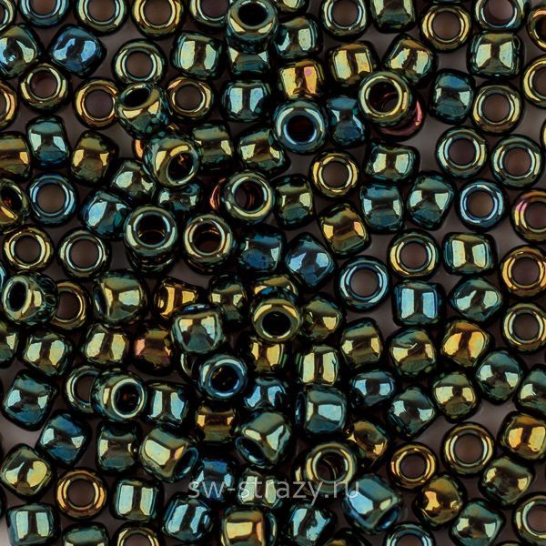 Бисер круглый 8/0 #0084 Металлизированный зеленый\коричневый